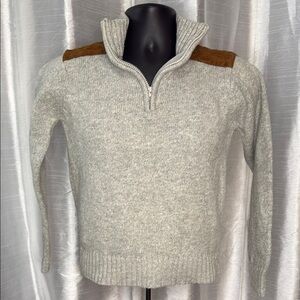 Kian D Los Angeles Men’s S Acrylic Blend 1/4 Zip Shoulder Patch Sweater